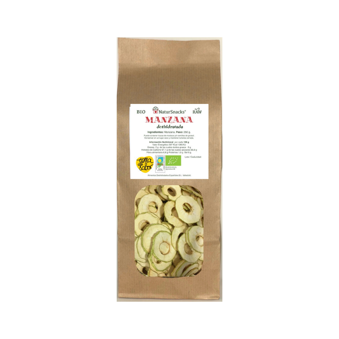 Manzana deshidratada BIO / Formato familiar 250gr - NaturSnaks. Snacks saludables 100% natural sin cosas raras