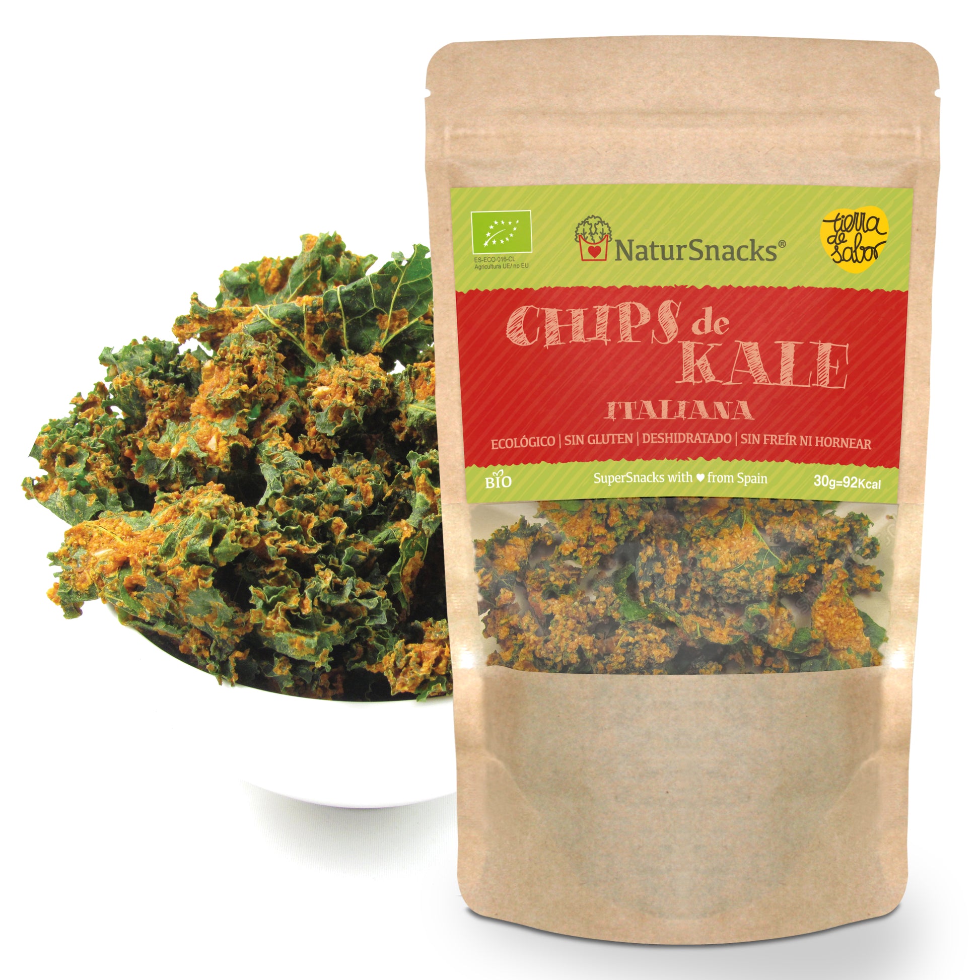 Chips de Kale ecológica a la italiana - NaturSnaks. Kale 100% natural sin cosas raras