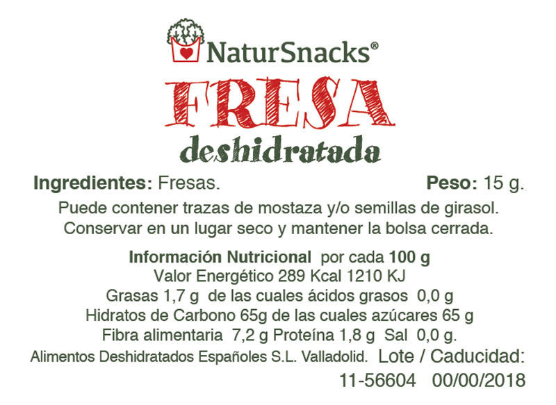 Láminas de Fresa deshidratada (sin azúcar añadido) - NaturSnaks